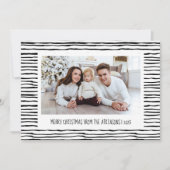 Dwaze Strepen Zwart Wit Foto Kerstmis Feestdagenkaart (Voorkant)