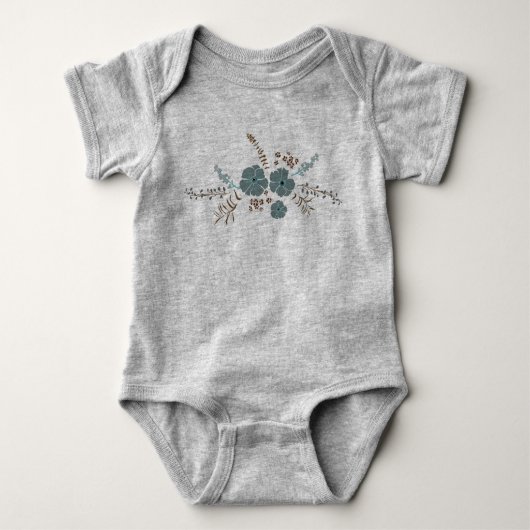 Dwaze Turquoise Roze Grijze Bloemen Romper (Voorkant)