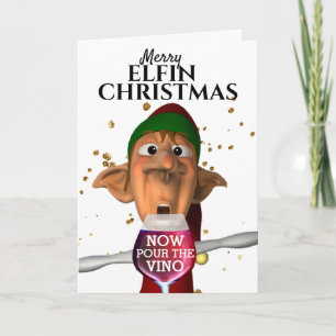 Dwaze vrolijke kerstdagen geven nu de vino plezier kaart