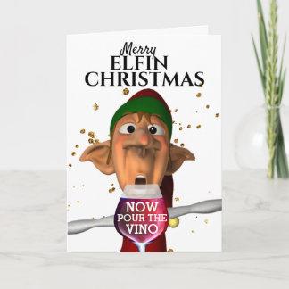 Dwaze vrolijke kerstdagen geven nu de vino plezier kaart