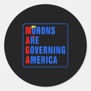 Dwazen Besturen Amerika Grappig Trump 2024  Ronde Sticker