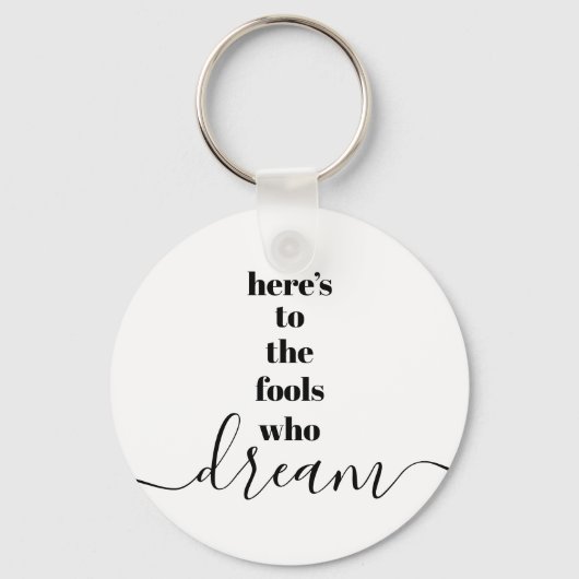 dwazen die dromen citaat zwarte witte, oude typogr sleutelhanger (Achterkant)