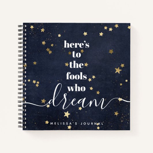 Dwazen die dromen citeren gouden sterren marine Ke Notitieboek (Voorkant)