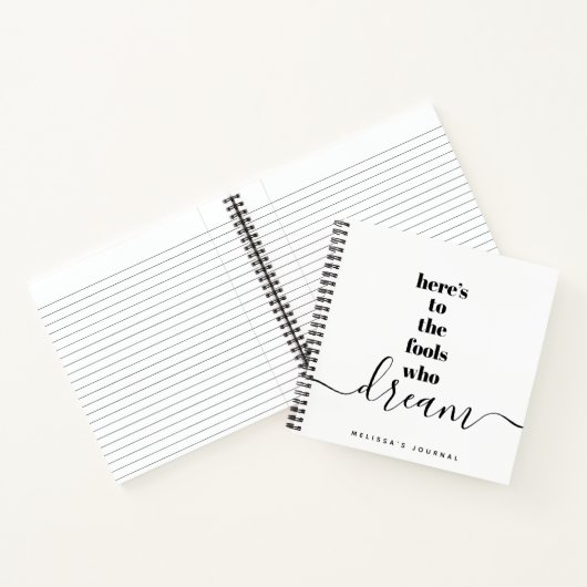 Dwazen die dromen Quote Bold Zwart Wit Keepsake Notitieboek (Binnen)