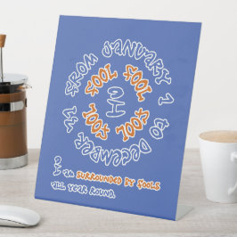 Dwazen het hele jaar door reclamebord met voetstuk