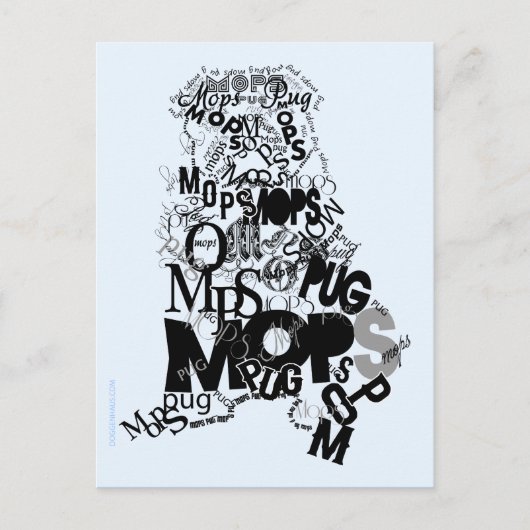Dweil van letters briefkaart (Voorkant)