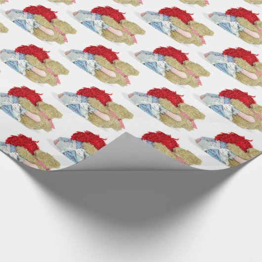 dweiland en teddybeer op wit cadeaupapier (Hoek)