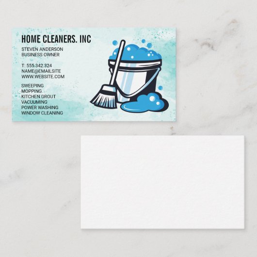 dweilemmer | conciërge | dienstmeisje | schoonmaak visitekaartje (Voorkant / Achterkant)