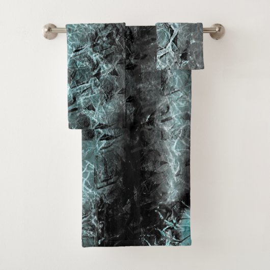 Dweilkorrelige groene blauwe textuur bad handdoek (Insitu)