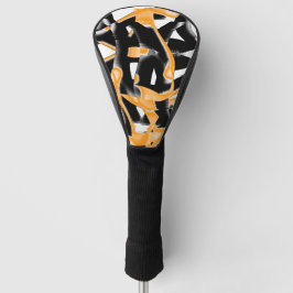 Dweimedaille van verbrande tapes, oranje witte kra golfheadcover