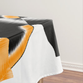 Dweimedaille van verbrande tapes, oranje witte kra tafelkleed