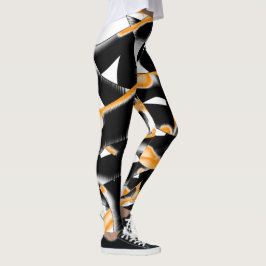 Dweke helling van verbrande tapes, oranje wit kras leggings