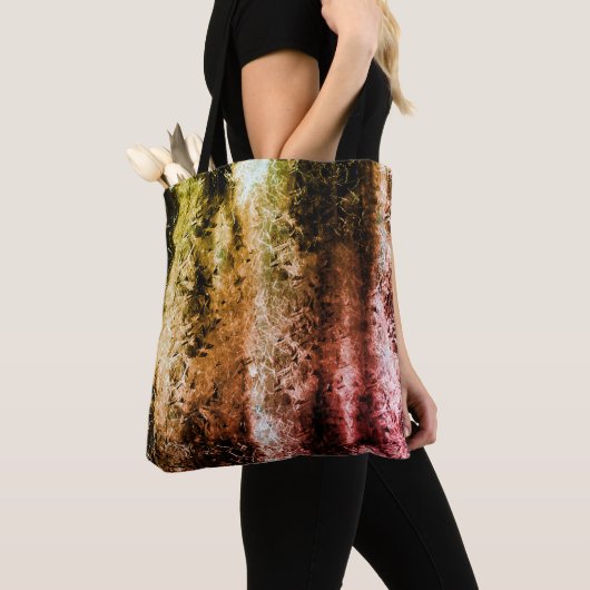 Dweke vezelachtige textuur en verbrande of vuile v tote bag (Dichtbij)