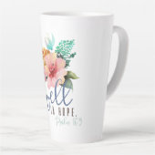 Dwell in Hope Bible Verse Floral Latte Mok (Rechterhoek)
