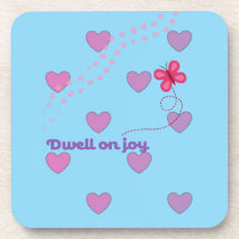 dwell on joy hearts and paw prints plastic coaster