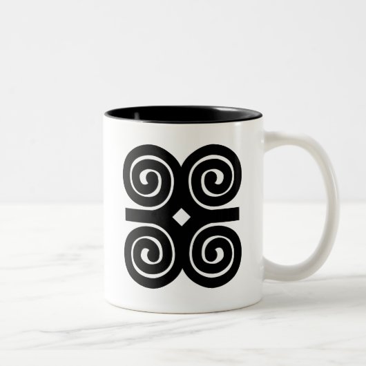 Dwennimmen - Sterkte en Humiliteit Adinkra-symbool Tweekleurige Koffiemok (Rechts)
