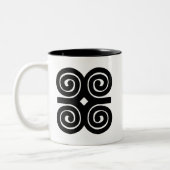 Dwennimmen - Sterkte en Humiliteit Adinkra-symbool Tweekleurige Koffiemok (Links)