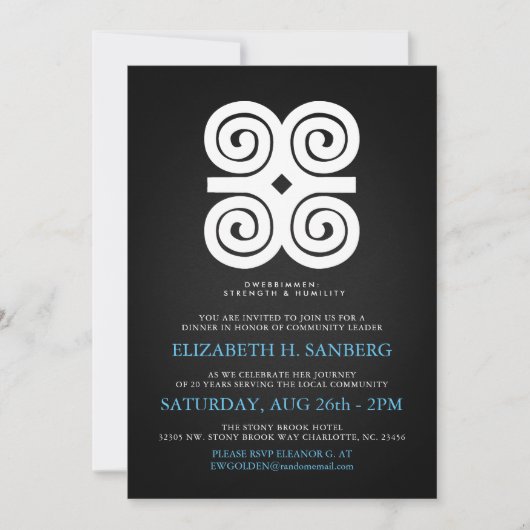 Dwennimmen Sterkte Humility Tribute Event Dinner Kaart (Voorkant)