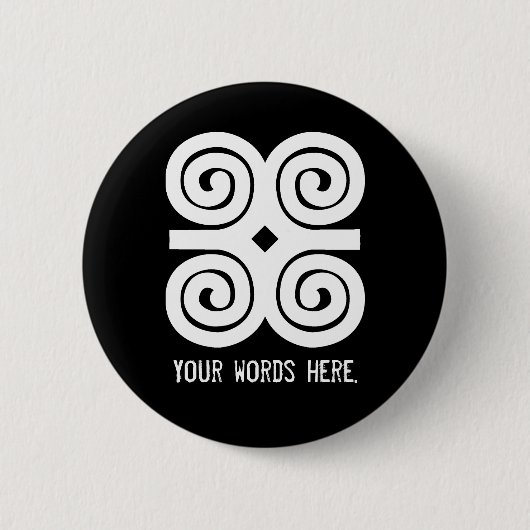 Dwennimmen Sterkte|Humility White Adinkra-symbool Ronde Button 5,7 Cm (Voorkant)