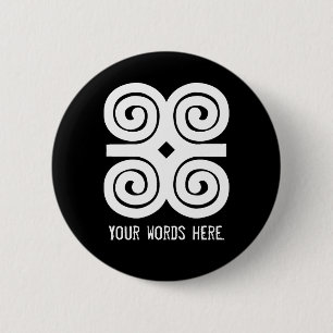 Dwennimmen Sterkte Humility White Adinkra-symbool Ronde Button 5,7 Cm