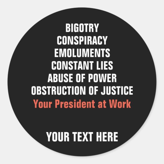 Dweperij Collusie Emolumenten Obstructie Impeach Ronde Sticker (Voorkant)