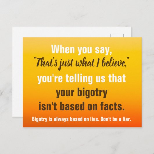 Dweperij is gebaseerd op leugens. Wees geen leugen Briefkaart (Voorkant / Achterkant)