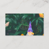 Dwerf met pompoen en magische paddenstoelen en sla visitekaartje (Voorkant)