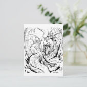 dwerg en dragon lineart briefkaart (Staand voorkant)