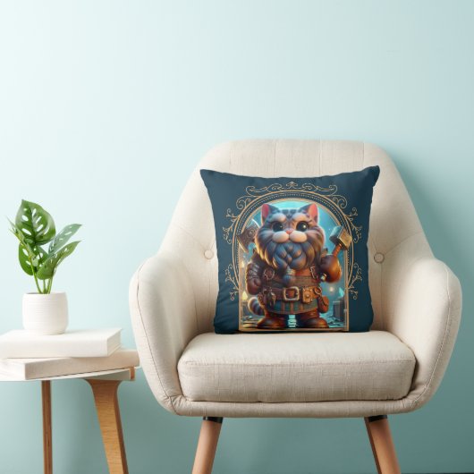 Dwerg Feline Fantasy Avontuur Kussen (Stoel)