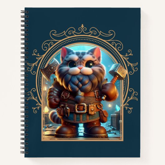 Dwerg Feline Fantasy Avontuur Notitieboek (Voorkant)