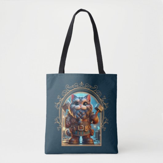 Dwerg Feline Fantasy Avontuur Tote Bag (Voorkant)