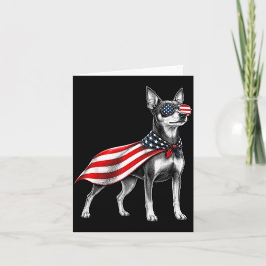 Dwerg Pinscher 4 juli Amerikaanse vlag Kaart (Voorkant)