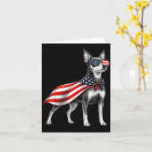 Dwerg Pinscher 4 juli Amerikaanse vlag Kaart (Gele Bloem)
