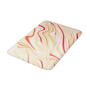 Dwergdoek in heldere beige tonen, rode gebogen spo badmat