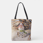 Dwergen in de sneeuw aquarel schilderij tote bag (Achterkant)