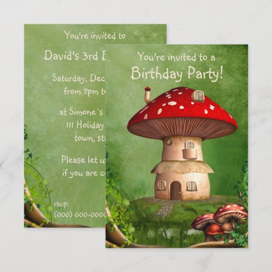 Dwergland Kinder 3.5x5 Uitnodiging (Voorkant / Achterkant)