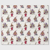 Dwergmuziekband en diva geven een kerstconcert cadeaupapier (Vlak)