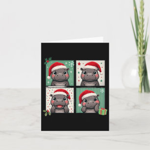 Dwergnijlpaard Meme Kerstman Hoed Photobooth Grapp Kaart