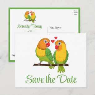 Dwergpapegaaien Bruiloft Save The Date Briefkaart