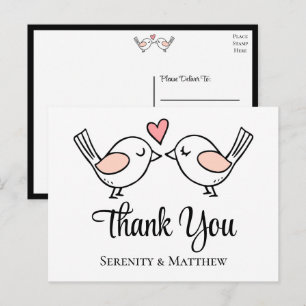 Dwergpapegaaien Zwarte Roze Liefdesduiven Bruiloft Briefkaart