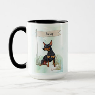 Dwergpinscher Aquarel Gepersonaliseerde Hond Mok