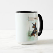 Dwergpinscher Aquarel Gepersonaliseerde Hond Mok (Voorkant rechts)