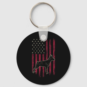 Dwergpinscher Hondenliefhebbers Amerikaanse vlag 4 Sleutelhanger