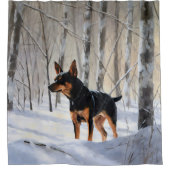 Dwergpinscher Laat het sneeuwen Kerstmis Douchegordijn (Voorkant)