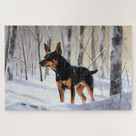 Dwergpinscher Laat het Sneeuwen Kerstmis Legpuzzel (Horizontaal)