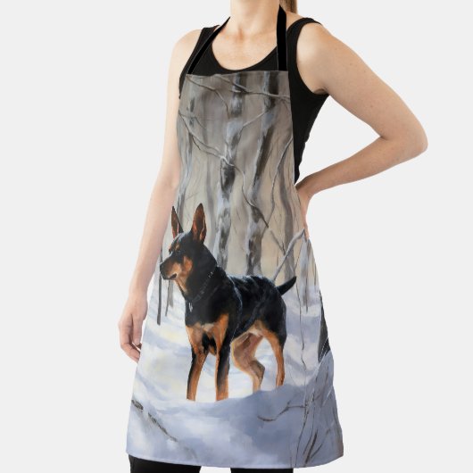 Dwergpinscher Laat het Sneeuwen Kerstmis Schort (Insitu)