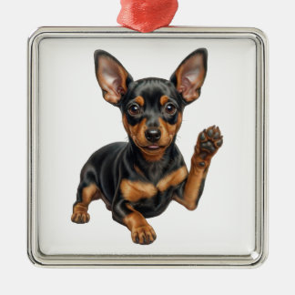 Dwergpinschertje Min Pin Hond Papa Mama Hallo Metalen Ornament