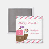 Dwergroze verjaardagsfeestje magneten voor meisjes (Voorkant / Achterkant)