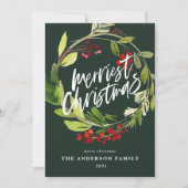 Dwergste kerstboomkreeftenboardsbes feestdagenkaart (Voorkant)