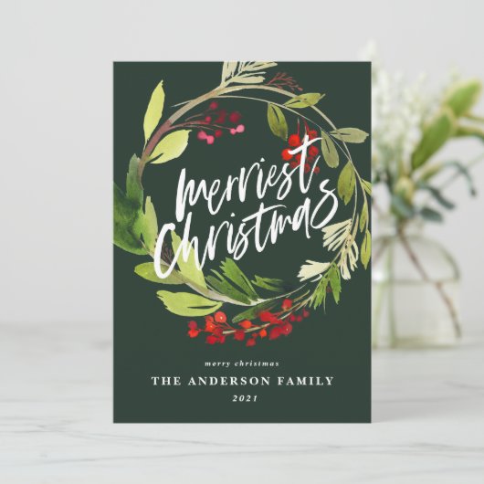 Dwergste kerstboomkreeftenboardsbes feestdagenkaart (Staand voorkant)